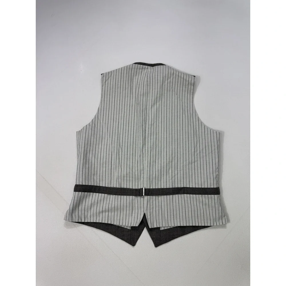 John Varvatos Mens Brown Houndstooth Plaid Vest 46 Wool Italy Slim Suit Vest
